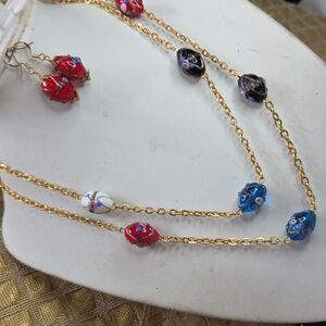 Wedding cake necklaces lamp work Handmade glass Necklace 925 Earrings